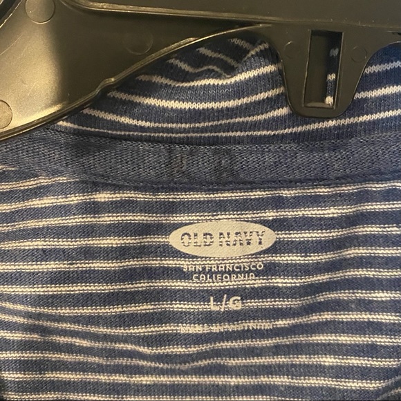Old Navy Men’s Blue Striped Polo Shirt Large - Picture 3 of 4